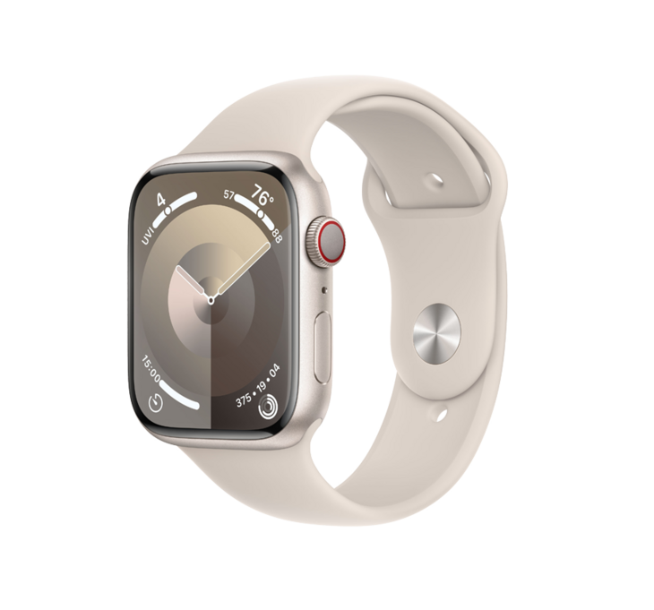 Apple Watch Series 9 GPS + Cellular 45mm Aluminiumboett i Stjärnglans • Sportband Stjärnglans - S/M