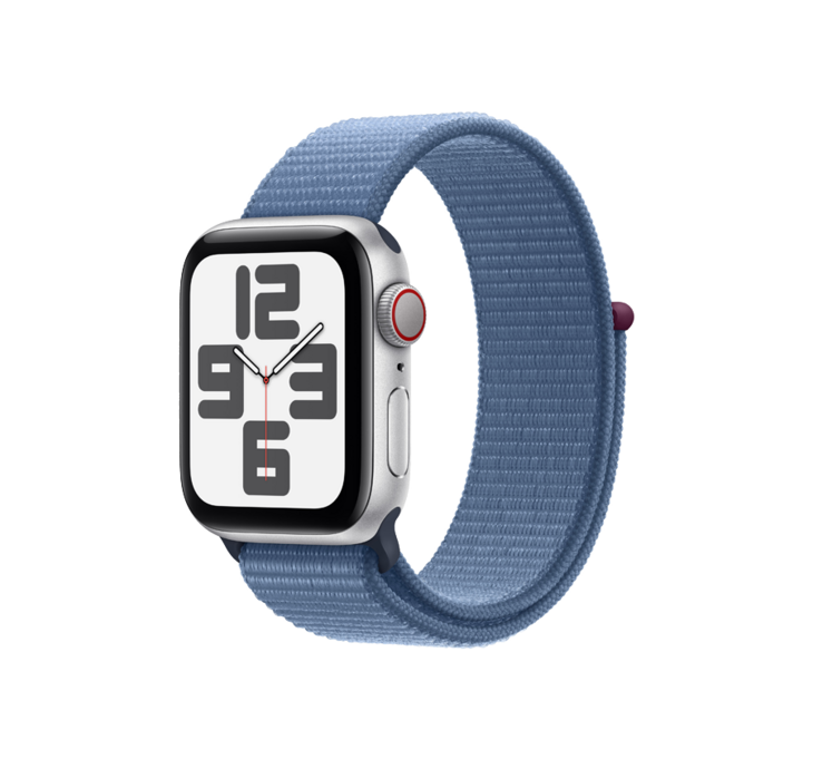 Apple Watch SE GPS + Cellular 40mm Aluminiumboett i Silver • Sportloop Vinterblå
