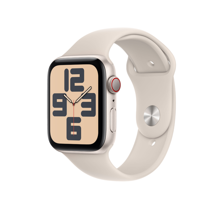 Apple Watch SE GPS + Cellular 44mm Aluminiumboett i Stjärnglans • Sportband Stjärnglans - S/M