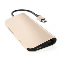 USB-C Satechi Multi-Port Adapter Guld 4K HDMI, Gigabit Ethernet, SD, 3xUSB