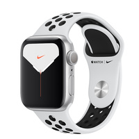 Apple Watch Nike Series 5 GPS + Cellular, 40mm Aluminiumboett i silver med Platinum/Svart Nike Sport Band