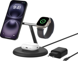 Belkin BoostCharge Pro 3-in-1 - Trådlöst laddställ - Svart Belkin BoostCharge Pro 3-in-1 - Trådlöst laddställ - Svart
