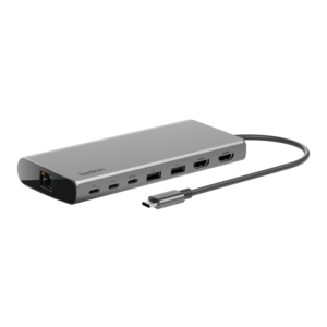 Belkin CONNECT - USB-C - Ethernet - Dual Display - Multiportadapter 8-i-1 - Rymdgr&aring;