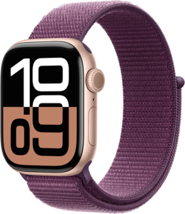 Apple Watch Series 10 GPS 42mm Aluminiumboett i Roséguld • Sportloop Plommon Apple Watch Series 10 GPS 42mm Aluminiumboett i Roséguld • Sportloop Plommon