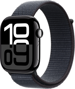 Apple Watch Series 10 GPS 46mm Aluminiumboett i Gagatsvart • Sportloop Svartlila Apple Watch Series 10 GPS 46mm Aluminiumboett i Gagatsvart • Sportloop Svartlila