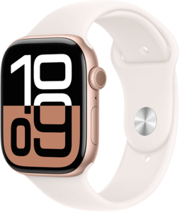 Apple Watch Series 10 GPS + Cellular 46mm Aluminiumboett i Roséguld • Sportband Rosé - M/L Apple Watch Series 10 GPS + Cellular 46mm Aluminiumboett i Roséguld • Sportband Rosé - M/L