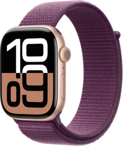 Apple Watch Series 10 GPS + Cellular 46mm Aluminiumboett i Roséguld • Sportloop Plommon Apple Watch Series 10 GPS + Cellular 46mm Aluminiumboett i Roséguld • Sportloop Plommon