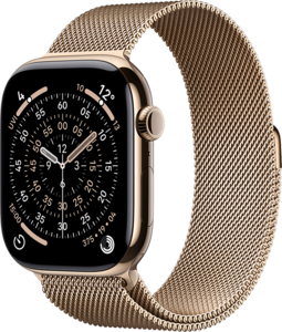 Apple Watch Series 11 GPS + Cellular 46mm Titaniumboett Guld  • Milanesisk Loop Guld  - M/L Apple Watch Series 11 GPS + Cellular 46mm Titaniumboett Guld  • Milanesisk Loop Guld  - M/L