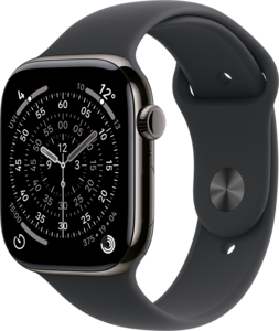 Apple Watch Series 11 GPS + Cellular 46mm Titaniumboett Skiffer  • Sportband Svart - S/M Apple Watch Series 11 GPS + Cellular 46mm Titaniumboett Skiffer  • Sportband Svart - S/M