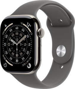Apple Watch Series 11 GPS + Cellular 46mm Titaniumboett Naturlig  • Sportband Granitgrå - S/M Apple Watch Series 11 GPS + Cellular 46mm Titaniumboett Naturlig  • Sportband Granitgrå - S/M