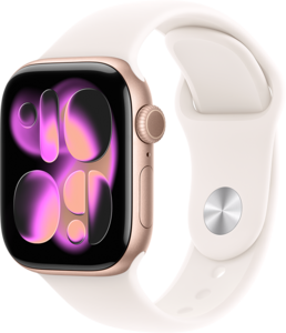 Apple Watch Series 11 GPS + Cellular 46mm Aluminiumboett Roséguld  • Sportband Rosé - S/M Apple Watch Series 11 GPS + Cellular 46mm Aluminiumboett Roséguld  • Sportband Rosé - S/M
