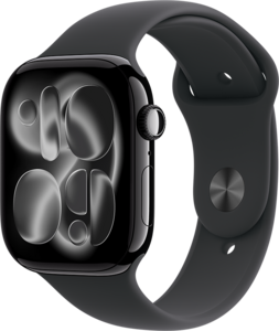 Apple Watch Series 11 GPS + Cellular 46mm Aluminiumboett Gagatsvart • Sportband Svart - M/L Apple Watch Series 11 GPS + Cellular 46mm Aluminiumboett Gagatsvart • Sportband Svart - M/L