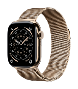 Apple Watch Series 11 GPS + Cellular 42mm Titaniumboett Guld  • Milanesisk Loop Guld Apple Watch Series 11 GPS + Cellular 42mm Titaniumboett Guld  • Milanesisk Loop Guld