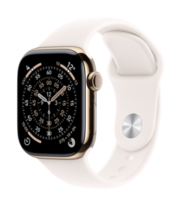 Apple Watch Series 11 GPS + Cellular 42mm Titaniumboett Guld  • Sportband Rosé - M/L Apple Watch Series 11 GPS + Cellular 42mm Titaniumboett Guld  • Sportband Rosé - M/L