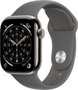 Apple Watch Series 11 GPS + Cellular 42mm Titaniumboett Naturlig  • Sportband Granitgrå - S/M Apple Watch Series 11 GPS + Cellular 42mm Titaniumboett Naturlig  • Sportband Granitgrå - S/M