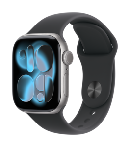 Apple Watch Series 11 GPS + Cellular 42mm Aluminiumboett Rymdgrå • Sportband Svart - M/L Apple Watch Series 11 GPS + Cellular 42mm Aluminiumboett Rymdgrå • Sportband Svart - M/L