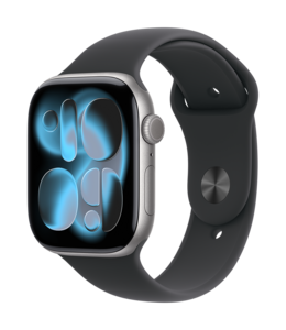 Apple Watch Series 11 GPS 46mm Aluminiumboett Rymdgrå • Sportband Svart - S/M Apple Watch Series 11 GPS 46mm Aluminiumboett Rymdgrå • Sportband Svart - S/M