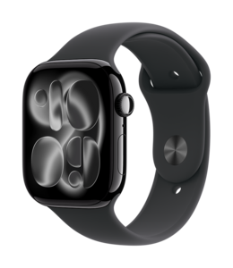 Apple Watch Series 11 GPS 46mm Aluminiumboett Gagatsvart • Sportband Svart - S/M Apple Watch Series 11 GPS 46mm Aluminiumboett Gagatsvart • Sportband Svart - S/M