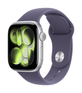 Apple Watch Series 11 GPS 42mm Aluminiumboett Silver  • Sportband Purpurdimma - M/L Apple Watch Series 11 GPS 42mm Aluminiumboett Silver  • Sportband Purpurdimma - M/L
