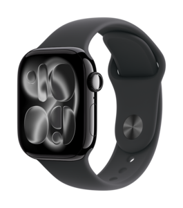 Apple Watch Series 11 GPS 42mm Aluminiumboett Gagatsvart • Sportband Svart - M/L Apple Watch Series 11 GPS 42mm Aluminiumboett Gagatsvart • Sportband Svart - M/L