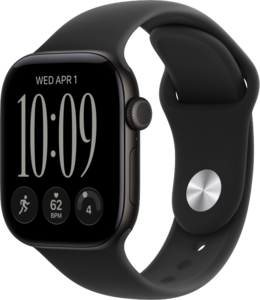 Apple Watch Series 12 GPS + Cellular 42mm Aluminiumboett Svart &bull; Sportband Svart - S/M