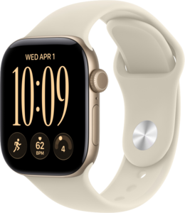 Apple Watch Series 12 GPS + Cellular 42mm Aluminiumboett Ljust Guld  &bull; Sportband Sand - S/M