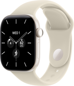 Apple Watch Series 12 GPS + Cellular 42mm Keramikboett P&auml;rlvit  &bull; Sportband Sand - S/M