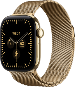 Apple Watch Series 12 GPS + Cellular 42mm Titaniumboett Skinande Guld  &bull; Milanesisk Loop Skinande Guld