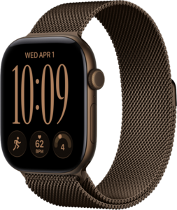 Apple Watch Series 12 GPS 46mm Aluminiumboett M&ouml;rk Brons  &bull; Milanesisk Loop M&ouml;rk Brons - S/M