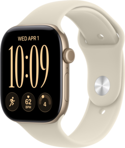 Apple Watch Series 12 GPS + Cellular 46mm Aluminiumboett Ljust Guld  &bull; Sportband Sand - S/M