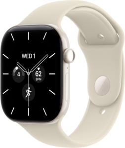 Apple Watch Series 12 GPS + Cellular 46mm Keramikboett P&auml;rlvit  &bull; Sportband Sand - S/M
