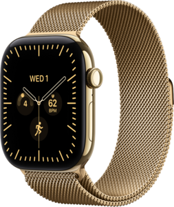 Apple Watch Series 12 GPS + Cellular 46mm Titaniumboett Skinande Guld  &bull; Milanesisk Loop Skinande Guld - S/M