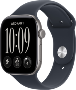 Apple Watch Series 12 GPS + Cellular 46mm Aluminiumboett Rymdgr&aring; &bull; Sportband Marinbl&aring; - S/M