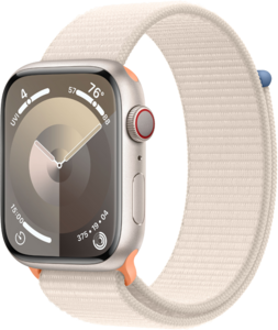 Apple Watch Series 9 GPS + Cellular 45mm Aluminiumboett i Stjärnglans • Sportloop Stjärnglans Apple Watch Series 9 GPS + Cellular 45mm Aluminiumboett i Stjärnglans • Sportloop Stjärnglans