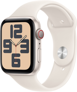 Apple Watch SE GPS + Cellular 44mm Aluminiumboett i Stjärnglans  •  Sportband Stjärnglans - S/M Apple Watch SE GPS + Cellular 44mm Aluminiumboett i Stjärnglans  •  Sportband Stjärnglans - S/M