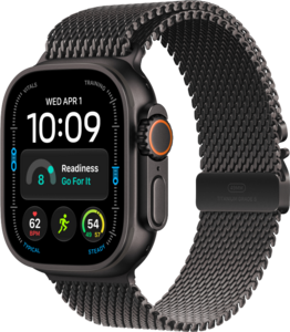 Apple Watch Ultra 4 med Titanboett Svart &bull; Milanesisk loop i titan Svart - Large