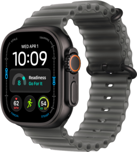Apple Watch Ultra 4 med Titanboett Svart &bull; Havsband Genomlyst svart
