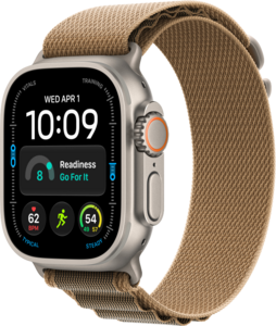 Apple Watch Ultra 4 med Titanboett Naturlig &bull; Bergsloop &Ouml;kensand - Large