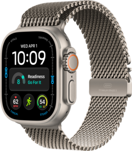 Apple Watch Ultra 4 med Titanboett Naturlig &bull; Milanesisk loop i titan Naturlig - Small