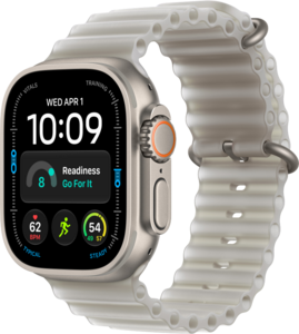 Apple Watch Ultra 4 med Titanboett Naturlig &bull; Havsband Genomlyst gr&aring;