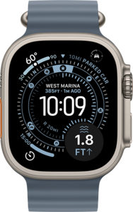 Apple Watch Ultra 3 med Titanboett Naturlig • Havsband Ankarblå Apple Watch Ultra 3 med Titanboett Naturlig • Havsband Ankarblå