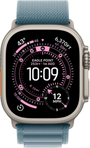 Apple Watch Ultra 3 med Titanboett Naturlig • Bergsloop Ljusblå - Small Apple Watch Ultra 3 med Titanboett Naturlig • Bergsloop Ljusblå - Small