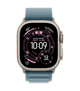 Apple Watch Ultra 3 med Titanboett Naturlig • Bergsloop Ljusblå - Large Apple Watch Ultra 3 med Titanboett Naturlig • Bergsloop Ljusblå - Large