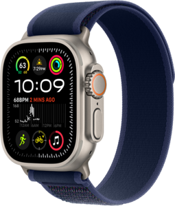 Apple Watch Ultra 2 GPS + Cellular 49mm Titanboett Naturlig  •  Terrängloop Blå - S/M Apple Watch Ultra 2 GPS + Cellular 49mm Titanboett Naturlig  •  Terrängloop Blå - S/M