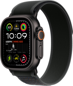 Apple Watch Ultra 2 GPS + Cellular 49mm Titanboett Svart  •  Terrängloop Svart - M/L Apple Watch Ultra 2 GPS + Cellular 49mm Titanboett Svart  •  Terrängloop Svart - M/L