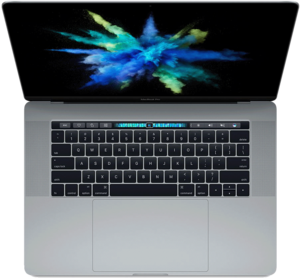 Bild på MacBook Pro från 2017 i rymdgrå färg