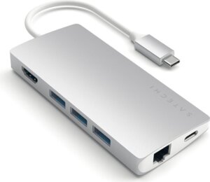 Satechi USB-C Multi-Port Adapter 4K Gigabit Ethernet V2 - Silver Satechi USB-C Multi-Port Adapter 4K Gigabit Ethernet V2 - Silver