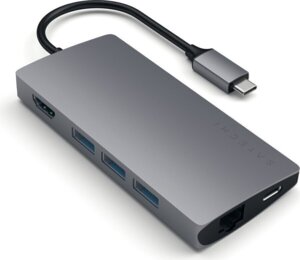 Satechi USB-C Multi-Port Adapter 4K Gigabit Ethernet V2 - Rymdgrå Satechi USB-C Multi-Port Adapter 4K Gigabit Ethernet V2 - Rymdgrå
