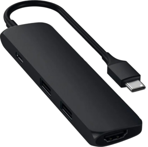Satechi Slim USB-C MultiPort Adapter med 4K - HDMI - 2 USB 3.0 portar - Svart Satechi Slim USB-C MultiPort Adapter med 4K - HDMI - 2 USB 3.0 portar - Svart