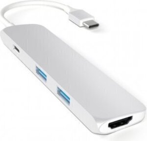 Satechi Slim USB-C Multiport Adapter V2 - Silver Satechi Slim USB-C Multiport Adapter V2 - Silver